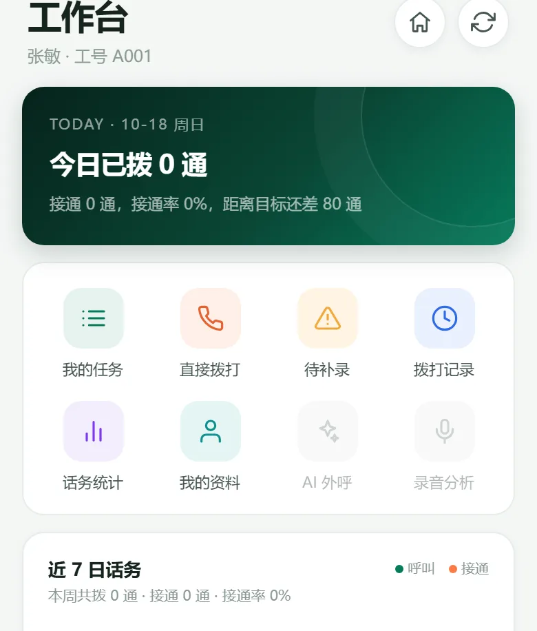 云外呼坐席工作台界面
